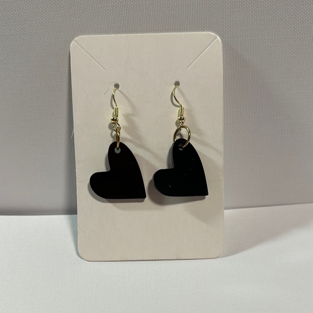 Black and Gold Heart Earrings with Minimalist Style